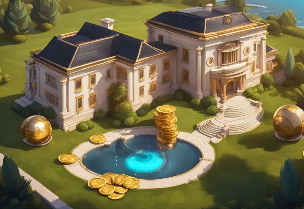 Luxuriöse Villa mit weitläufigem Rasen, High-End-Gaming-Setup und einem Haufen Goldmünzen, Gronkh Vermögen