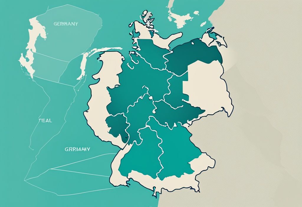 Digitale Illustration der Deutschlandkarte in Teal mit farblich markierten Regionen nach Wohlstandsniveaus