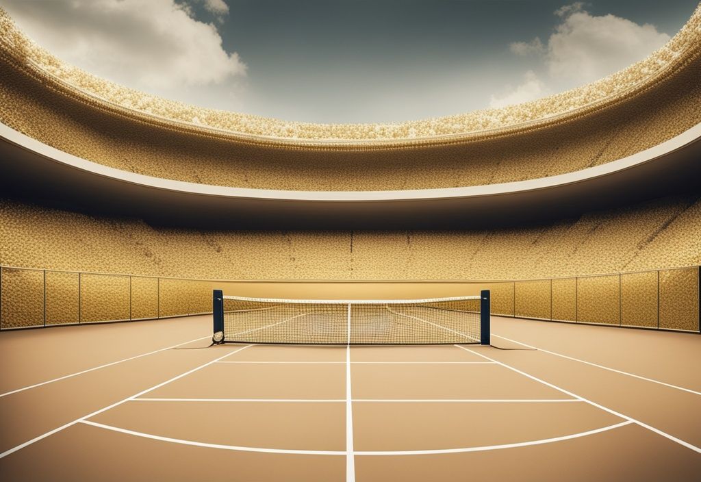 Goldener Tennisplatz aus Diamanten, der Reichtum und den Tennissport symbolisiert.